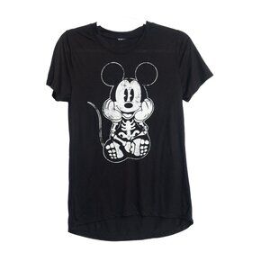 Disney Mickey Mouse Size L Skeleton Graphic Black Tee Soft Lightweight Unisex